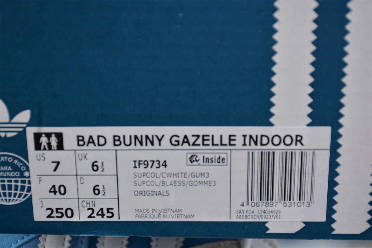 Bad Bunny adidas Gazelle Indoor — Blue and white - Image 9