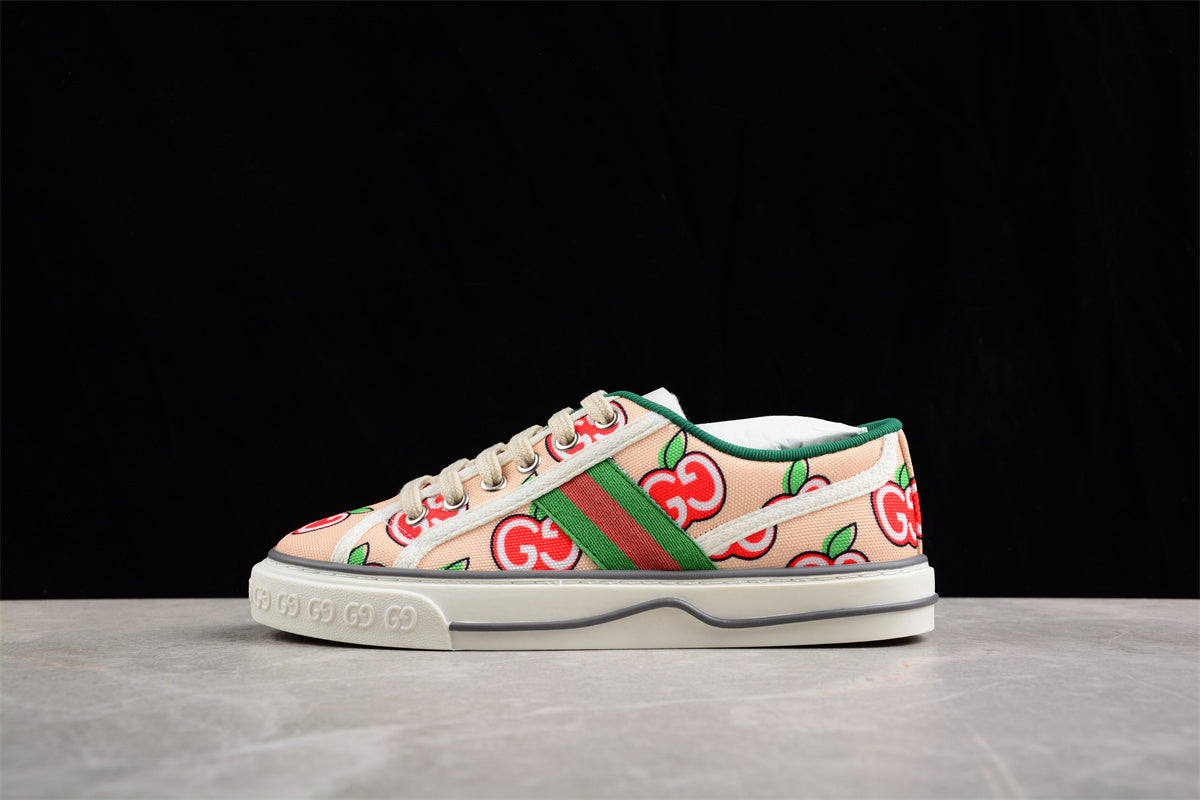 GUCCI Canvas Web GG Apple Womens 1977 Tennis Sneakers Ivory Red - Image 2