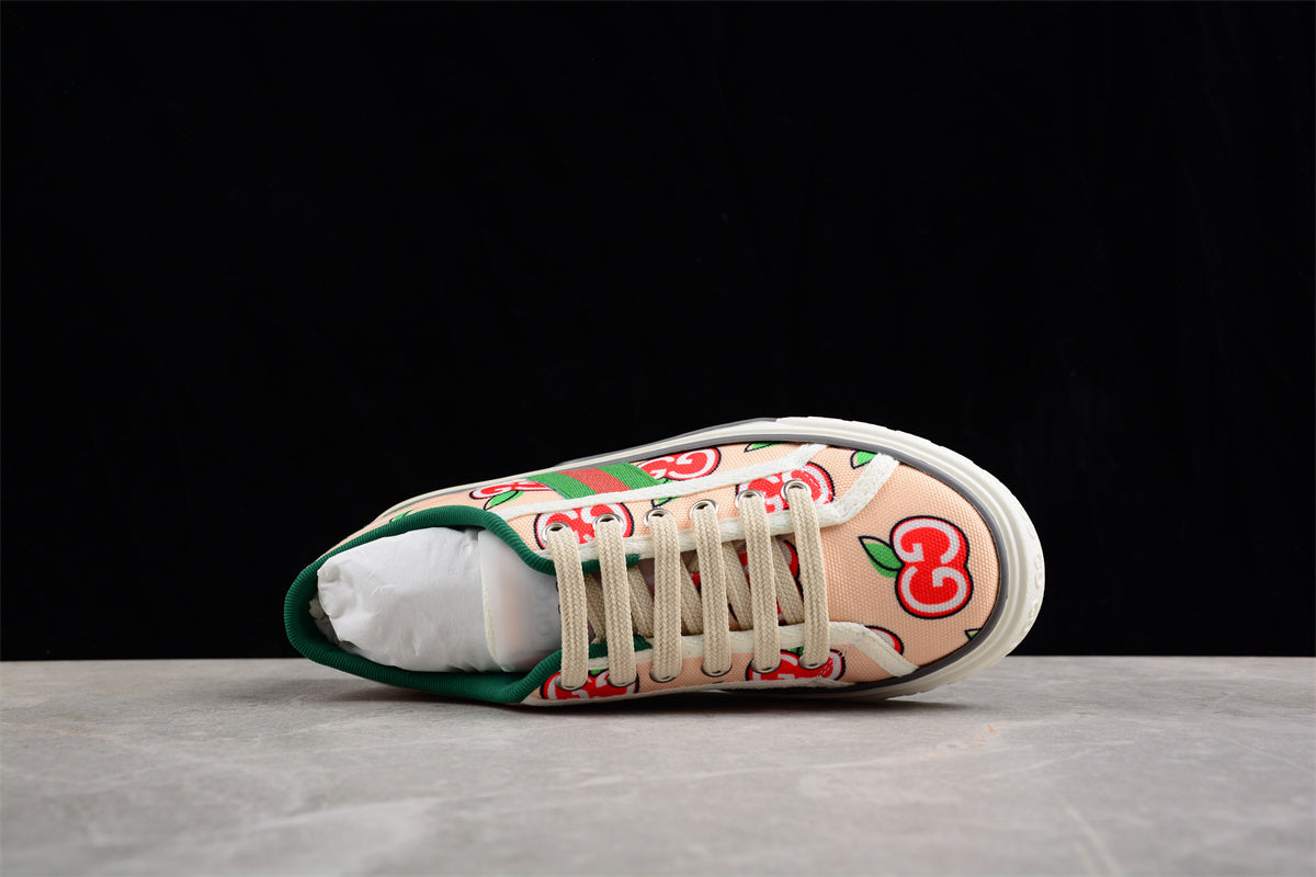 GUCCI Canvas Web GG Apple Womens 1977 Tennis Sneakers Ivory Red - Image 5
