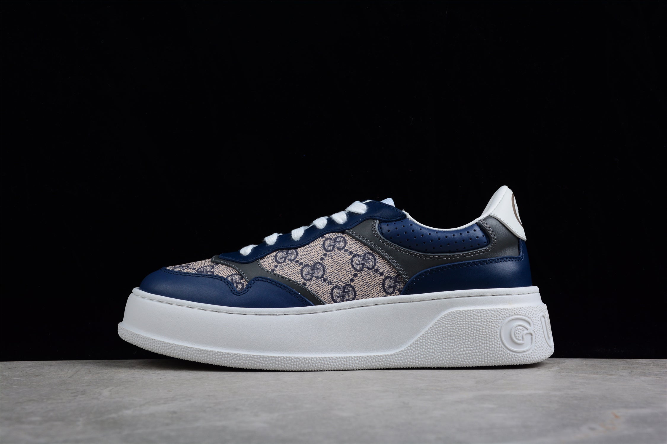 GUCCI GG Canvas leather-trimmed sneakers “Blue” - Image 2