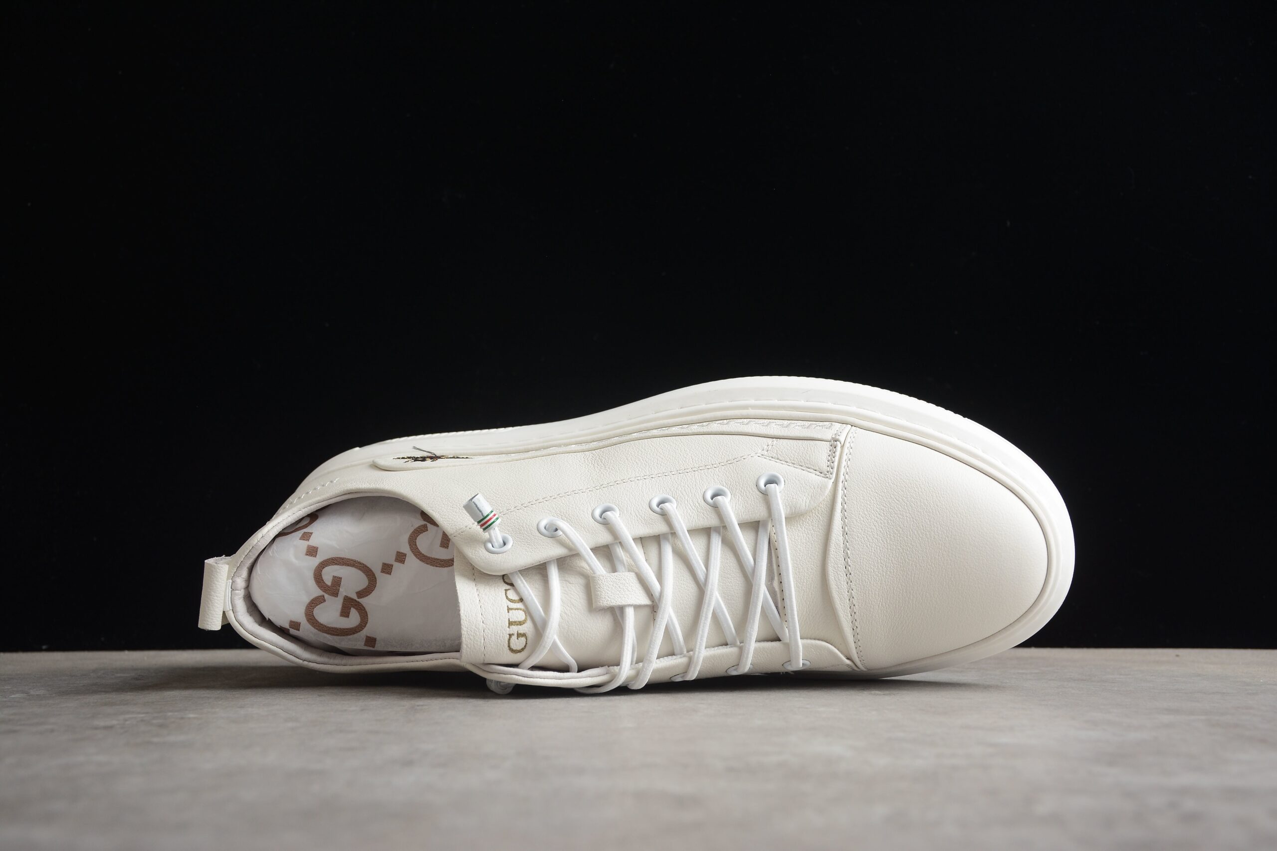 Gucci Bee Embroidered Lace-Up Sneakers - Image 5