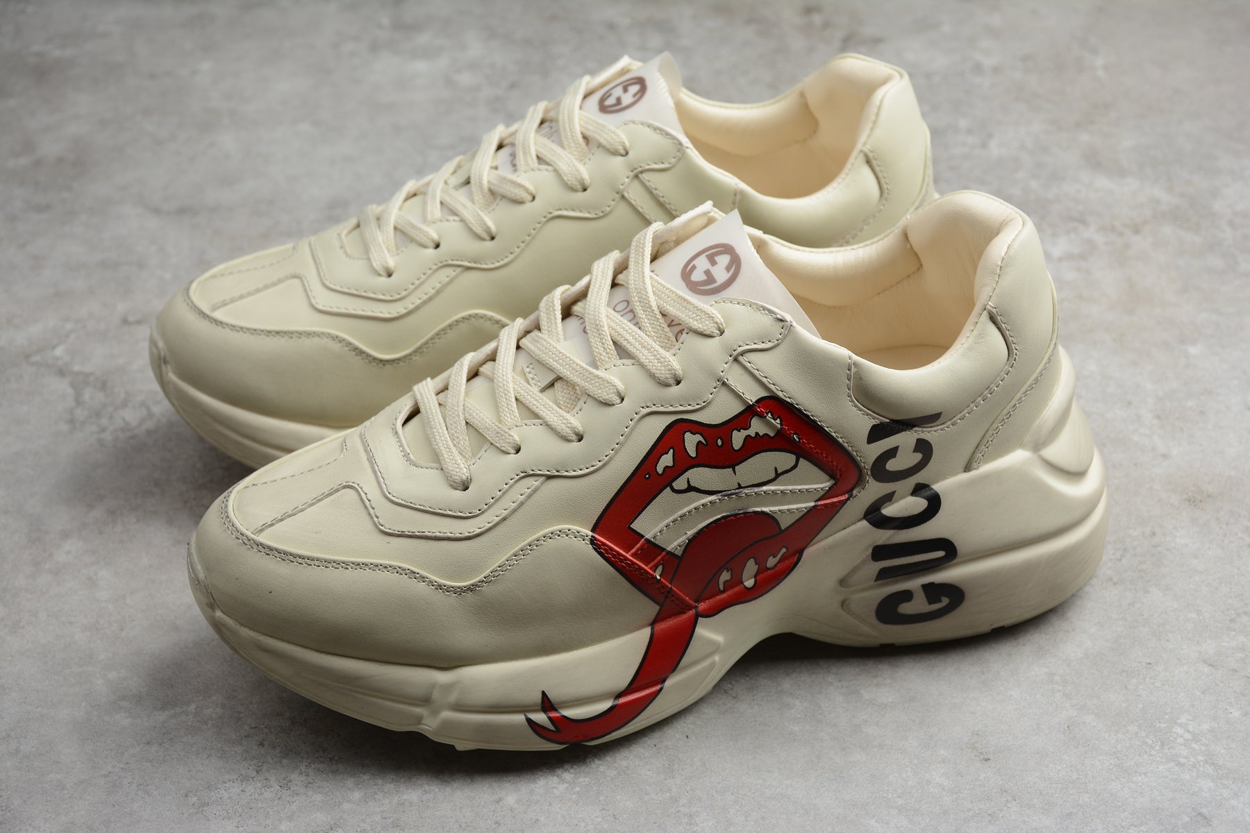 Gucci Cream mouth printed Rhyton trainers - Image 3