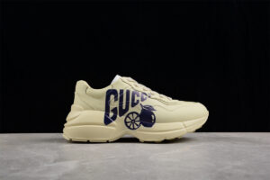 Gucci Lemon Lettering Logo Leather Laiton Sneakers