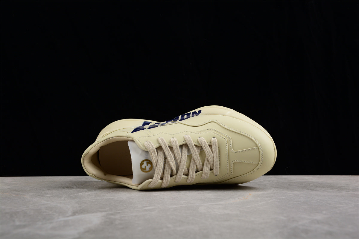 Gucci Lemon Lettering Logo Leather Laiton Sneakers - Image 5