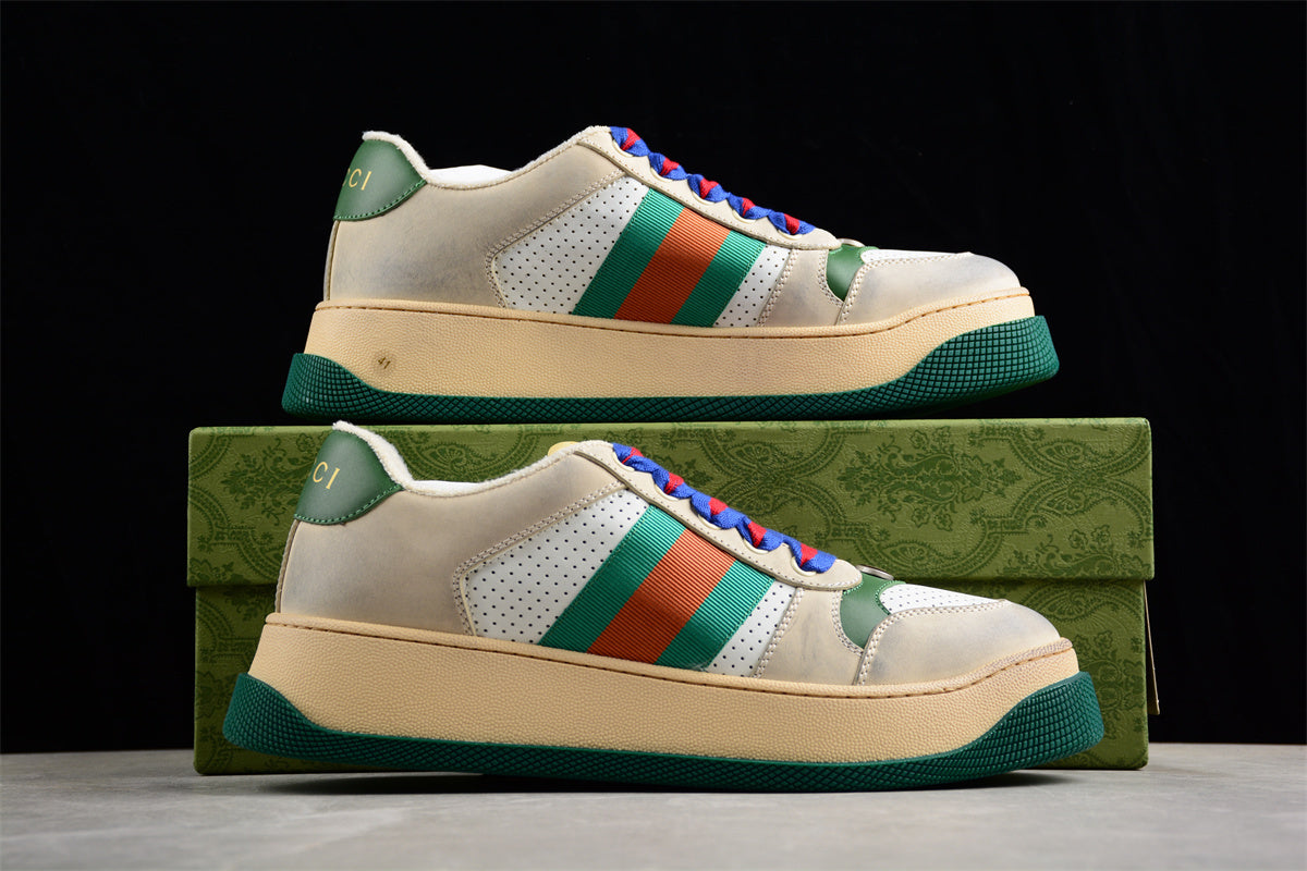 Gucci Men's White Screener Gg Leather Trainers - Image 4