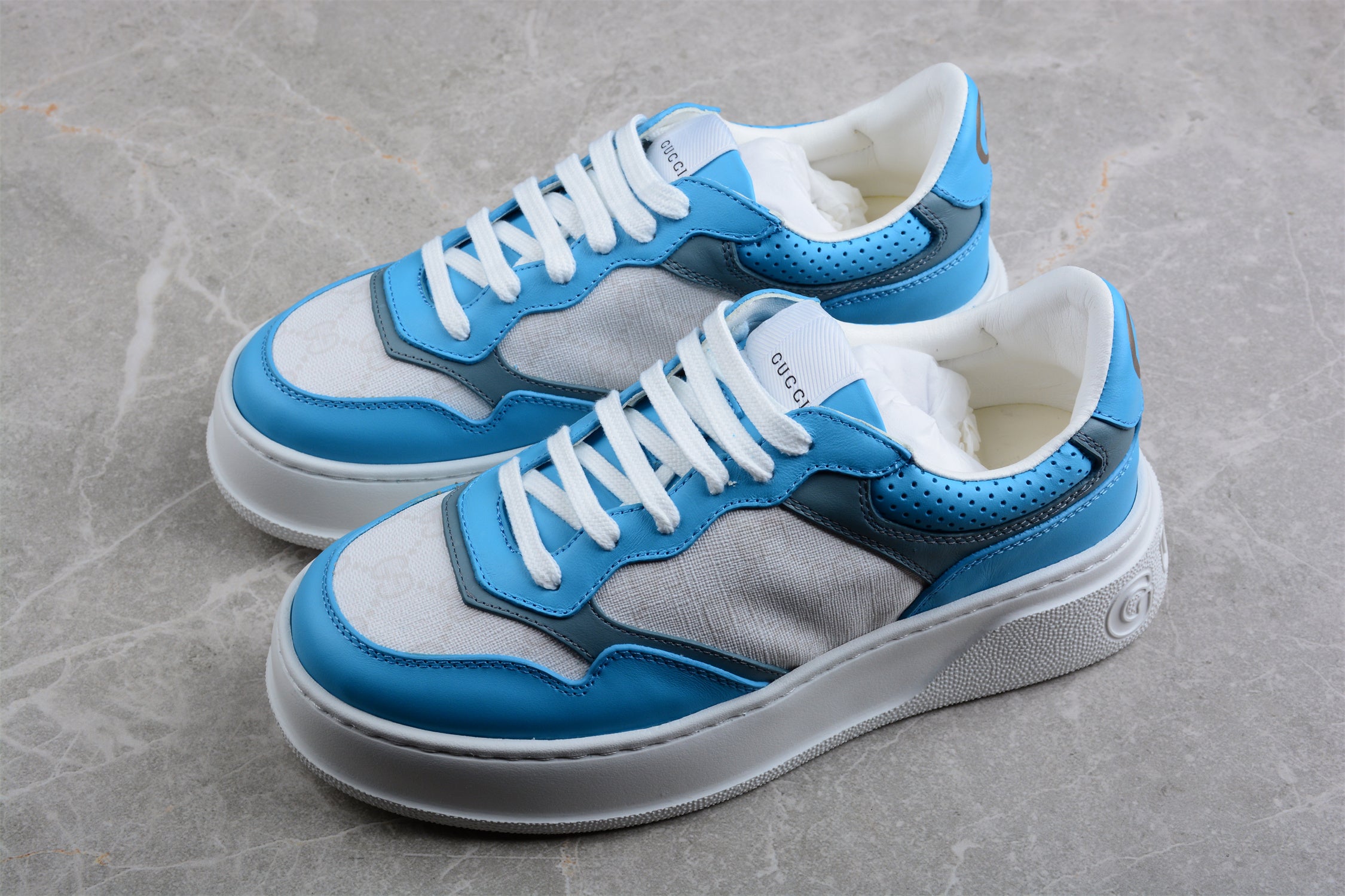 Gucci Screener Gg High-Top Sneaker Blue White - Image 3