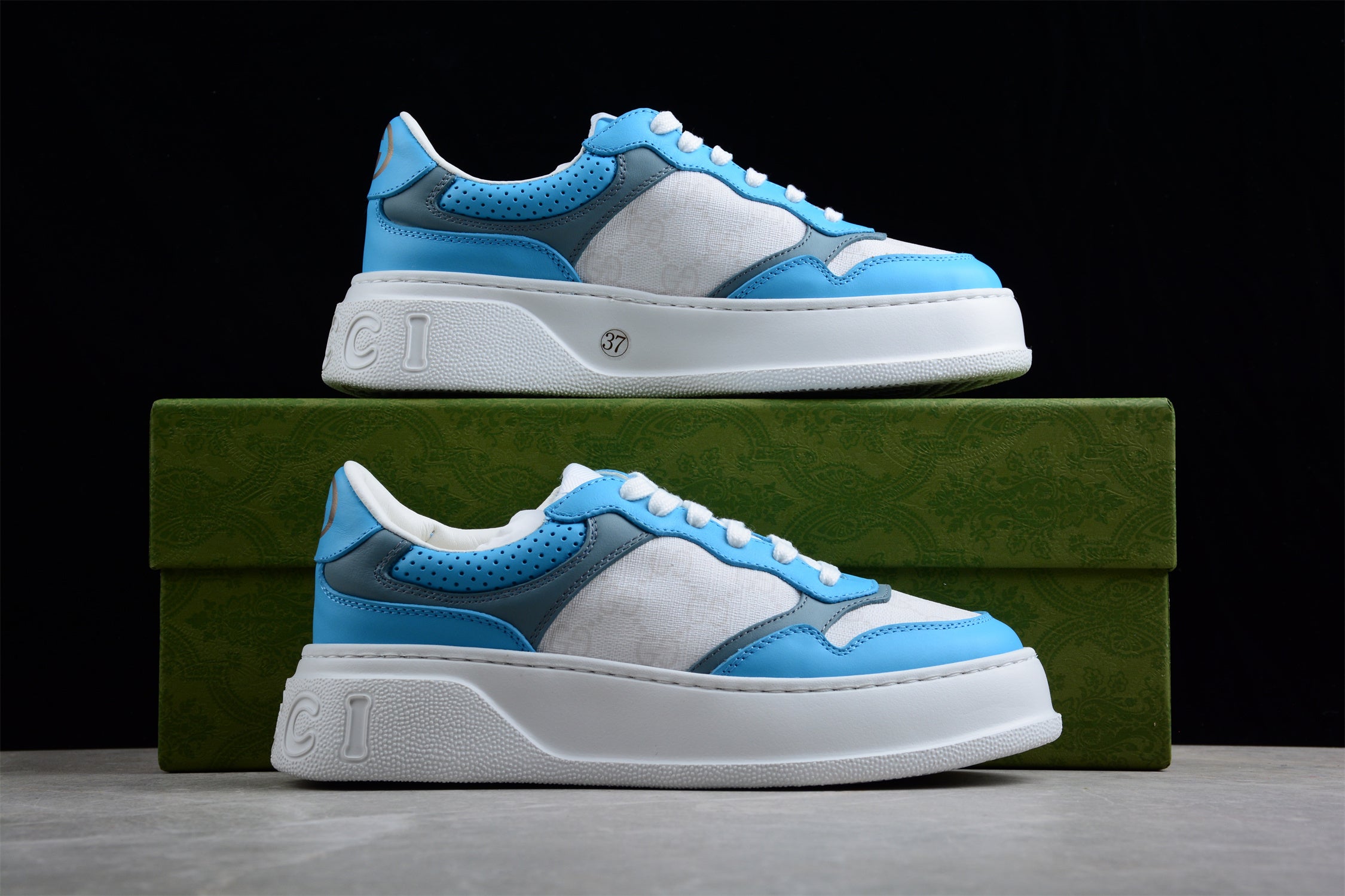 Gucci Screener Gg High-Top Sneaker Blue White - Image 4