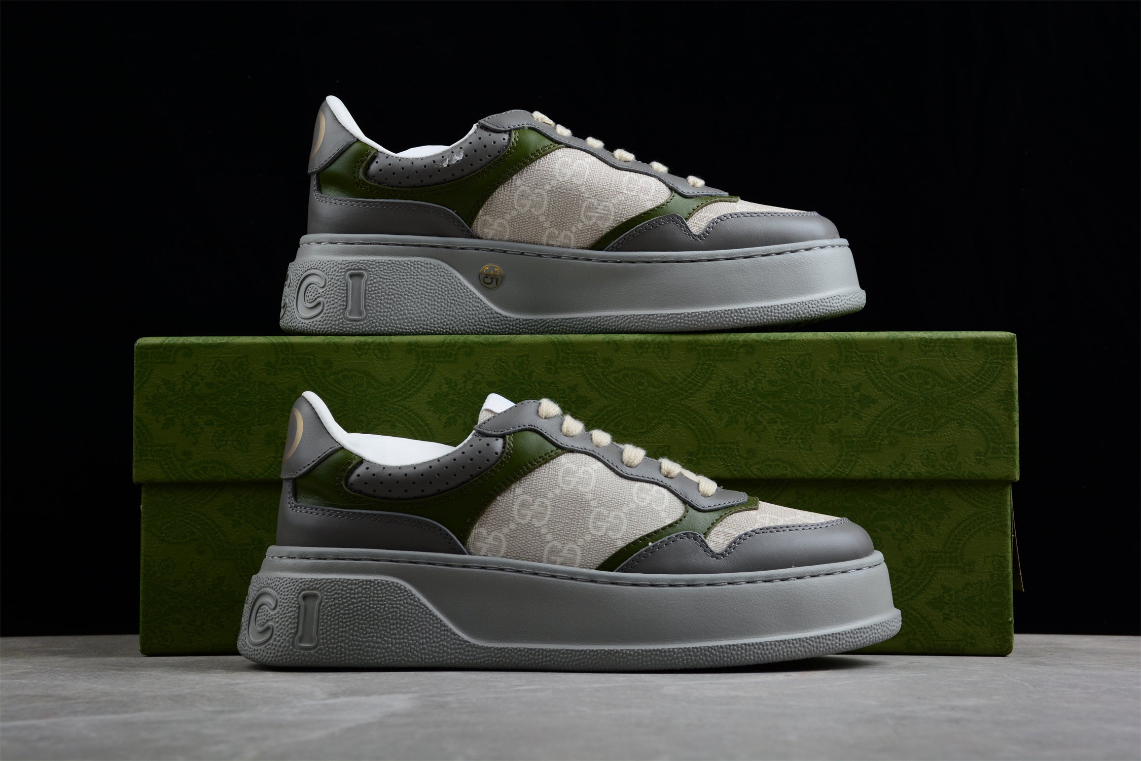 Gucci Screener Gg High-Top Sneaker Dark Green Grey - Image 4