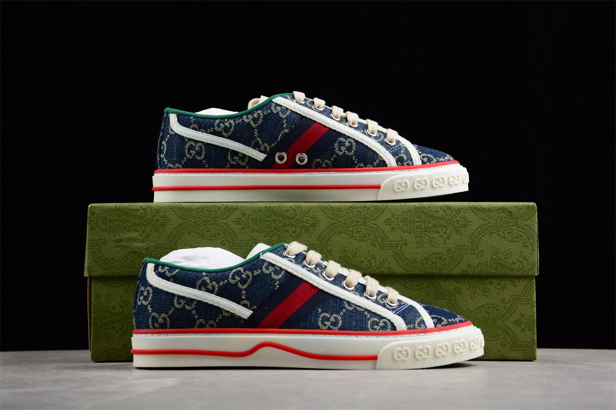 Gucci Tennis 1977 Men's Blue/White Denim Sneakers - Image 4