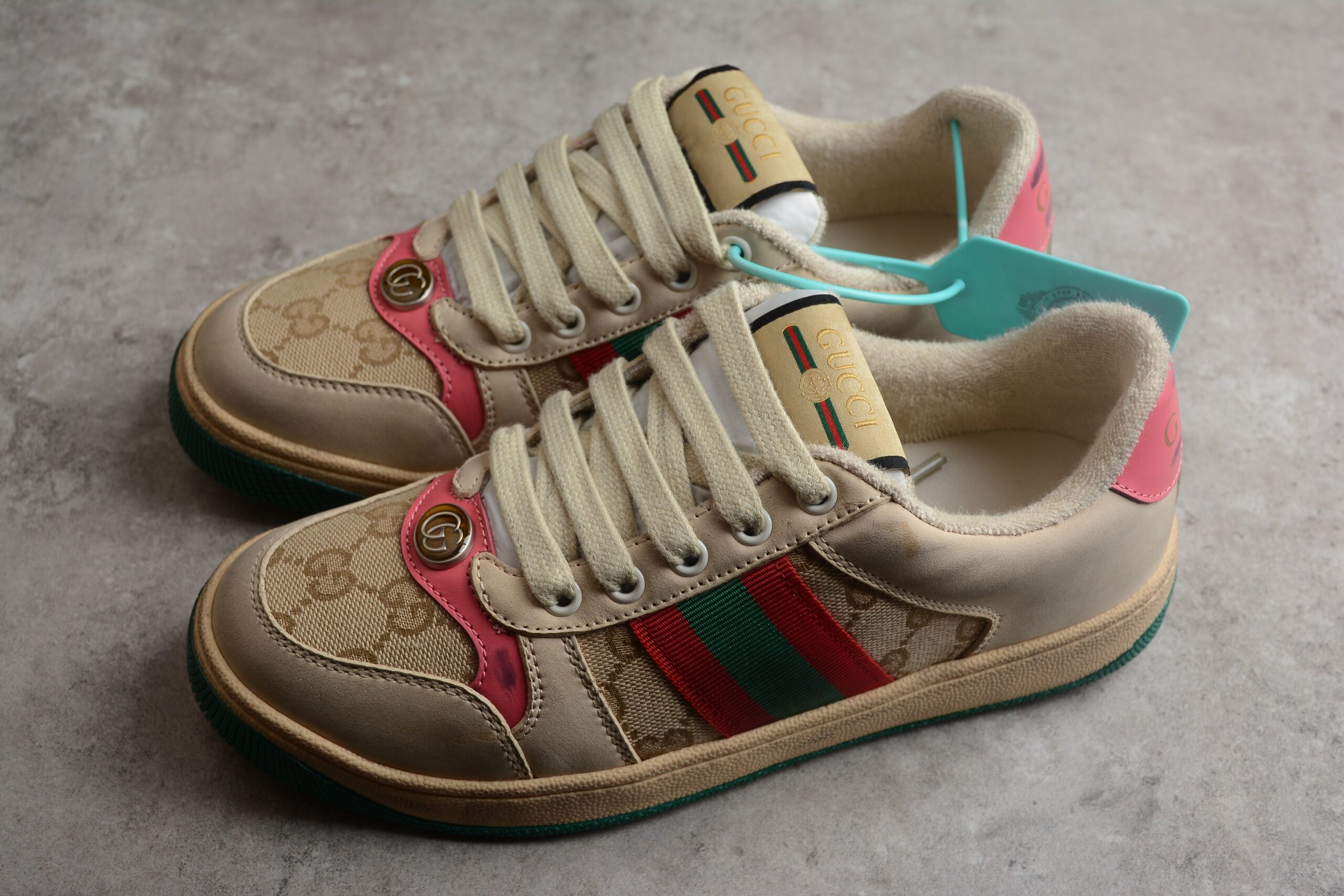 Gucci(WMNS) Screener 'Distressed Pink Green - Image 3