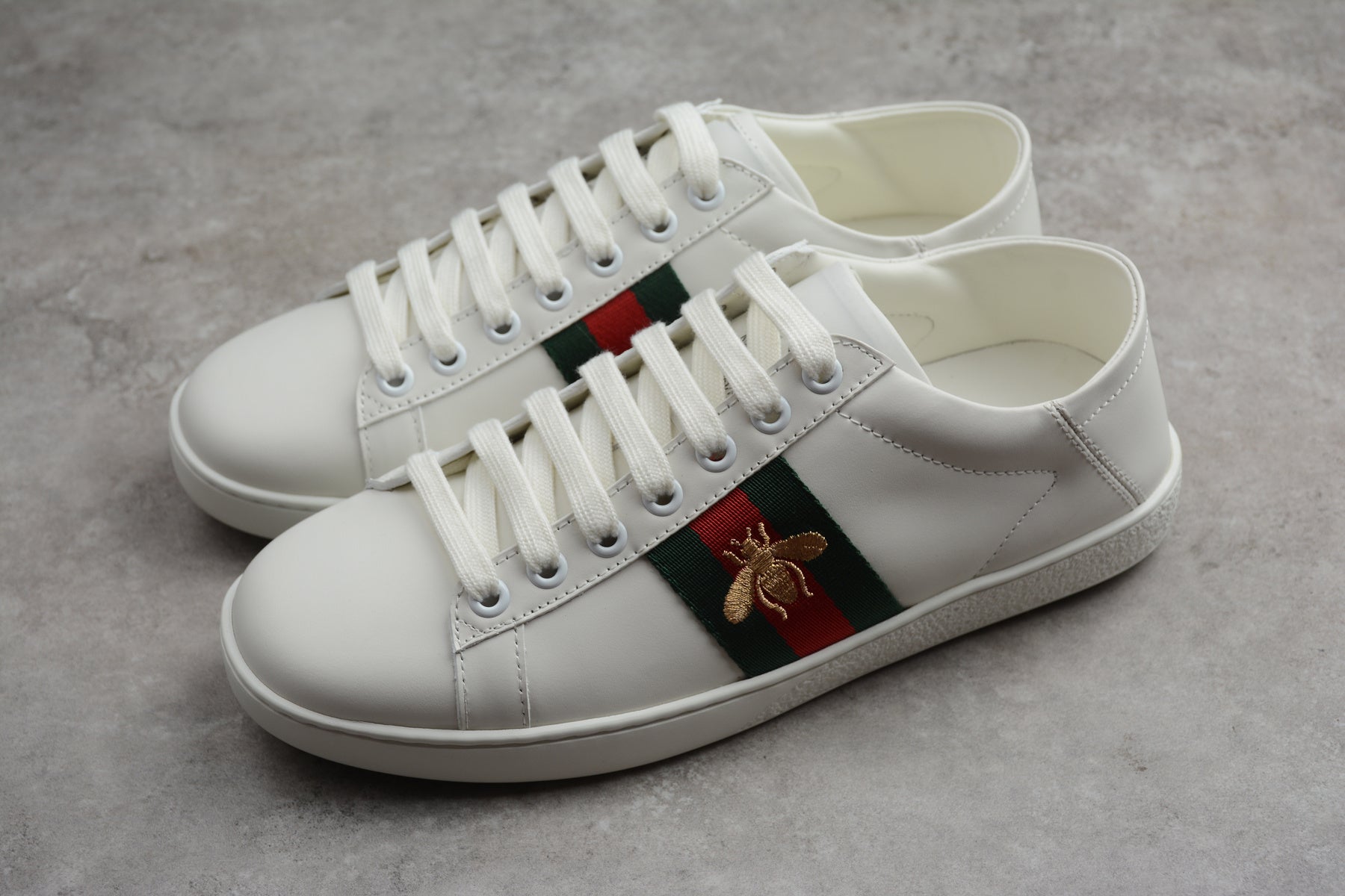 Gucci White Leather Ace Foldable Sneakers - Image 3