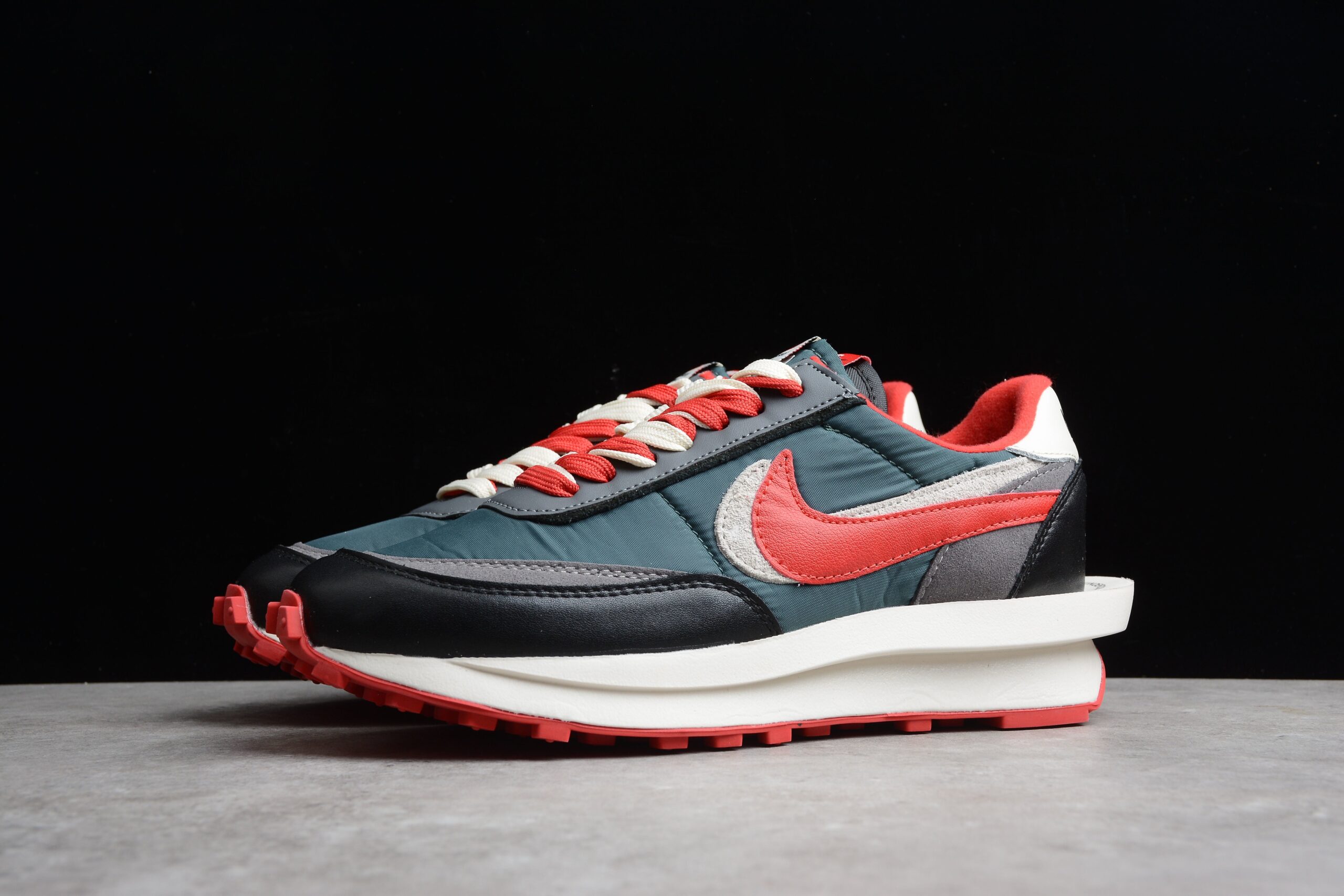 Undercover x Sacai x NK LDWaffle " Midnight Spruce University Red "DJ4877-300 - Image 2